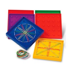 Learning Resources 雙面彩虹5針geoboard圓形6p套組EDU0425, 混色