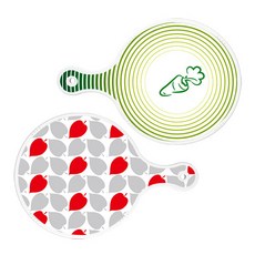 ROM 設計圓形服務砧板 2p 蔬菜線綠色套組, 蔬菜線綠色，紅綠色指節旁邊, 1套