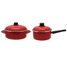 ELO 海德堡德國瓷鍋套組 2 感應 IH, 紅色, 湯鍋24cm+單柄鍋18cm