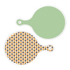 Roem Design 圓形上菜砧板 2件綠色格紋組, 綠色格紋, 英格蘭風黃色格紋, 1套