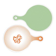 Roem Design 圓形上菜砧板 2入 綠色格紋組, 綠色格紋, 白菜線條橘色, 1套