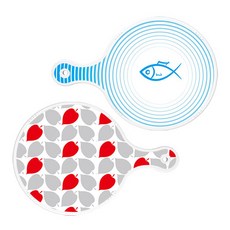 Roem Design 圓形上菜砧板 2入 魚線藍套組, 魚線藍, 紅綠落葉, 1套