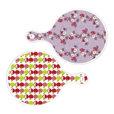 Roem Design 圓形上菜砧板 碧藍色花朵 2件組, 碧藍色花朵, 蘋果白, 1套
