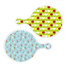 Roem Design 圓形上菜砧板, 蘋果淺綠, 天藍色櫻桃, 1套