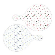 Roem Design 圓形上菜砧板 2入 紫紅色玫瑰與白色套組, 紫紅色玫瑰與白色, 藍色星星, 1套