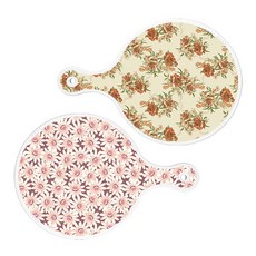 Loem Design 圓形上菜砧板 2入 牡丹花色套組, 牡丹花色, 紫色花朵圖案, 1套