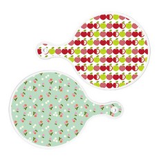 Roem Design 圓形上菜砧板 2入 蘋果白套組, 蘋果白, 靛藍色櫻桃, 1套