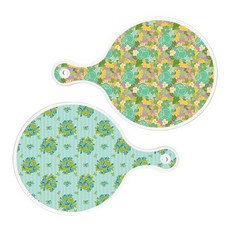 Roem Design 圓形上菜砧板 2件組 藍綠玫瑰藤蔓套組, 藍綠玫瑰藤蔓, 玉色藤蔓玫瑰, 1套