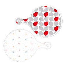 로엠디자인 원형 서빙 도마 보드 2p 레드그린낙옆 세트, 레드그린낙옆, 라인하트, 1세트