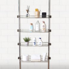 不鏽鋼立柱式4層浴室置物架, 混色, 1組