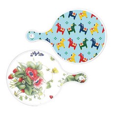 Roem Design 達拉木馬圓形上菜砧板 2件組, 達拉木馬 + 覆盆子藝術圖案, 1套
