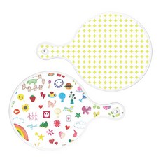 로엠디자인 원형 서빙 도마보드 원형패턴파스텔연두 2p세트, 원형패턴파스텔연두 + 수채화아트클립, 1세트