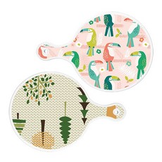 Roem Design 圓形上菜砧板 2入 八哥鳥粉紅套組, 八哥鳥粉紅, 森林圖案1, 1套