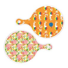 Roem Design 圓形上菜砧板 2入 兔子2 套組, 兔子2, 粉紅玫瑰藤蔓, 1套