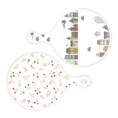 Roem Design 圓形上菜砧板 都市剪貼畫 2件組, 都市剪貼畫 + 長短色花蕨, 1套
