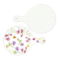 Roem Design 圓形上菜砧板 簡約圖案 2件組, 簡約圖案 + 浪漫青紫色floral, 1套