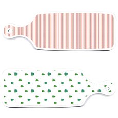 Roem Design 上菜砧板 2件組 松樹藝術圖案套組, 松樹藝術圖案, 朱紅線條, 1套
