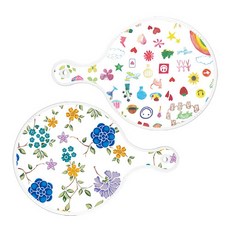 Roem Design 圓形上菜砧板 水彩藝術夾 2件組, 水彩藝術夾 + 浪漫藍色花卉白色, 1套