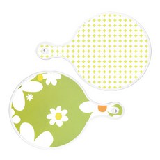 로엠디자인 원형 서빙 도마보드 원형패턴파스텔연두 2p세트, 원형패턴파스텔연두 + floral design하얀개나리, 1세트