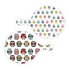Roem Design 圓形上菜砧板 2入 兔子套組, 兔子, Cute貓頭鷹, 1套