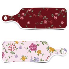 Roem Design 托盤砧板 2件組, 浪漫紅花卉淡粉紅色, 玫瑰紅, 1套