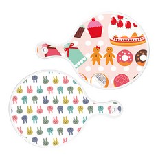 Roemdesign 圓形上菜砧板 2件組 小甜甜圈套組, 小甜甜圈, 兔子, 1套