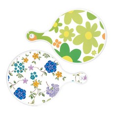 Roem Design 圓形上菜砧板 floral 連翹花 2件組, floral 連翹花 + 浪漫藍floral白色, 1套