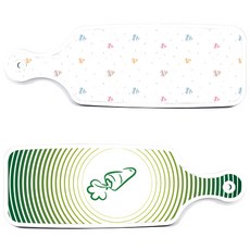 Roem Design 蔬菜線條綠色上菜砧板 2件組, 蔬菜線條綠色, 線條愛心, 1套
