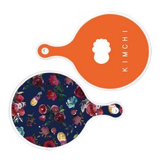 로엠디자인 원형 서빙 도마 보드 2p 김치주황 세트, 김치주황, 블루톤플라워, 1세트