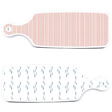 Roem Design 上菜砧板 2入 粉彩魚群套組, 粉彩魚群, 朱紅線條, 1套