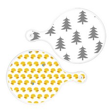 ROEM DESIGN 圓形上菜砧板 2件 森林圖案3 套組, 森林圖案3, 鴨子, 1套