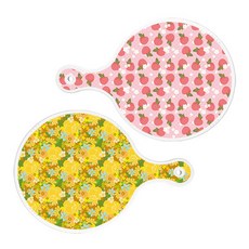 Roem Design 圓形上菜砧板 2件 粉紅水蜜桃套組, 粉紅水蜜桃, 黃玫瑰藤, 1套