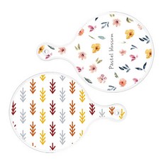 Roem Design 圓形上菜砧板 2入 粉彩花朵圖案套組, 粉彩花朵圖案, 松木白, 1套