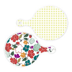 로엠디자인 원형 서빙 도마보드 원형패턴파스텔연두 2p세트, 원형패턴파스텔연두 + floral 목련 혼합, 1세트