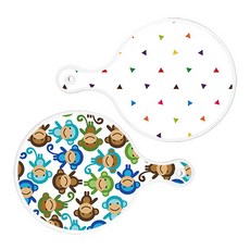 로엠디자인 원형 서빙 도마 보드 2p 세모점 세트, 세모점, 원숭이, 1세트