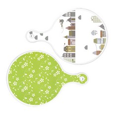 ROEM DESIGN 圓形上菜砧板 城市剪貼畫 2件組, 城市剪貼畫 + 線條花朵 綠色, 1套