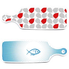 Roem Design 上菜砧板 2件組 魚線藍款, 魚線藍, 紅綠落葉, 1套