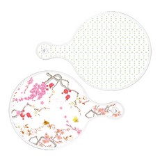 Roem Design 圓形上菜砧板 簡約圖案 2件組, 簡約圖案 + 浪漫胭脂紅花卉, 1套