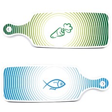 Roem Design 上菜砧板 2件組 魚線藍色款, 魚線藍, 蔬菜線綠, 1套