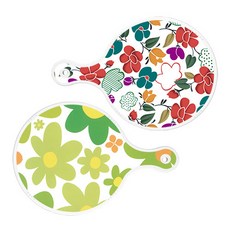 Loem Design 圓形上菜砧板 floral 木蘭 混合 2件組, floral 木蘭 混合 + floral 連翹, 1套