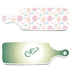 Roem Design 上菜砧板 2件組 蔬菜線條綠色套組, 蔬菜線條綠色, 線條圓形, 1套