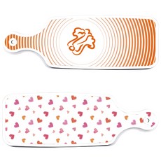 ROEM DESIGN 上菜砧板 2件組 淺粉紅愛心套組, 淺粉紅愛心, 白菜線條橘, 1套