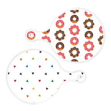 Roem Design 圓形上菜砧板 2件組 巧克力甜甜圈套組, 巧克力甜甜圈, 三角點, 1套