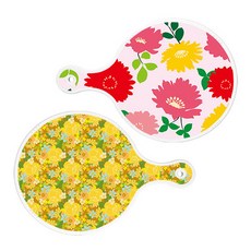 Loem Design 圓形上菜砧板 2入組 菊花粉紅套組, 菊花粉紅, 黃玫瑰藤蔓, 1套