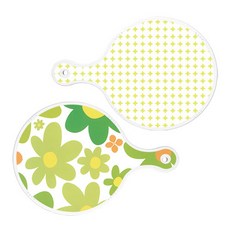 Roem Design 圓形上菜砧板 圓形圖案粉彩淺綠 2件組, 圓形圖案粉彩淺綠 + floral 連翹花, 1套