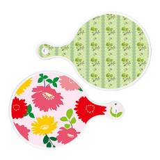 로엠디자인 원형 서빙 도마 보드 2p 그린로즈 세트, 그린로즈, 국화핑크분홍, 1세트