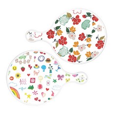 Roem Design 圓形上菜砧板 floral 木蘭花圖案 2件組, floral 木蘭花圖案 + 水彩藝術夾, 1套