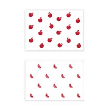 Somest 矽膠餐墊 紅蘋果 + 紅橘, 白色, 425 x 295 mm, 2個