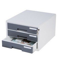 SYSMAX 抽屜式文件櫃, 灰色的, 3層