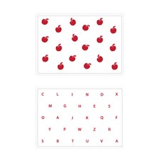 Somest 矽膠餐墊 紅蘋果 + 紅色ABC, 白色, 425 x 295 mm, 2個